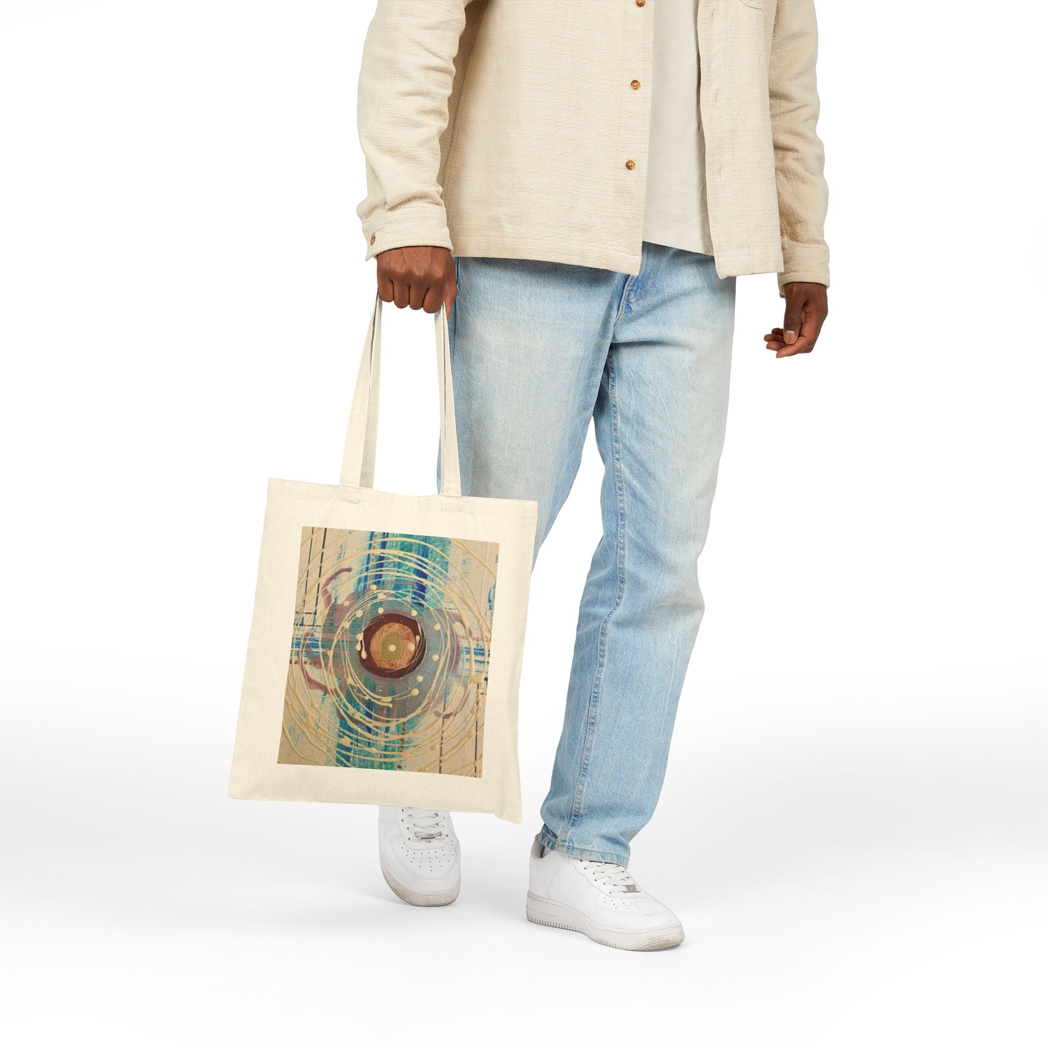 Abstract Intersections Orbital Art Tote — Geometric Canvas Grocery Bag