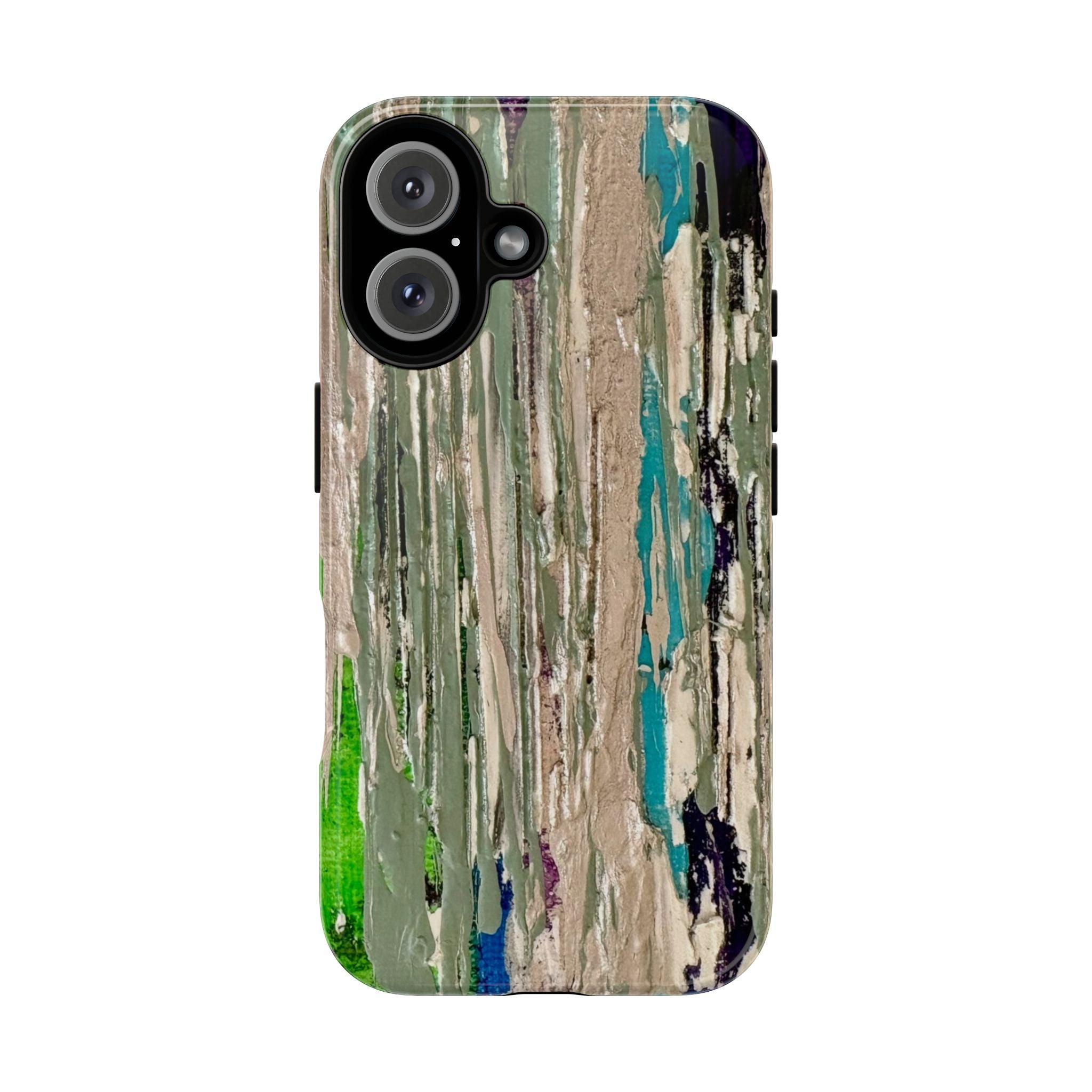 Abstract Hidden Streams Phone Case — Earthy Green & Teal Protective Cover