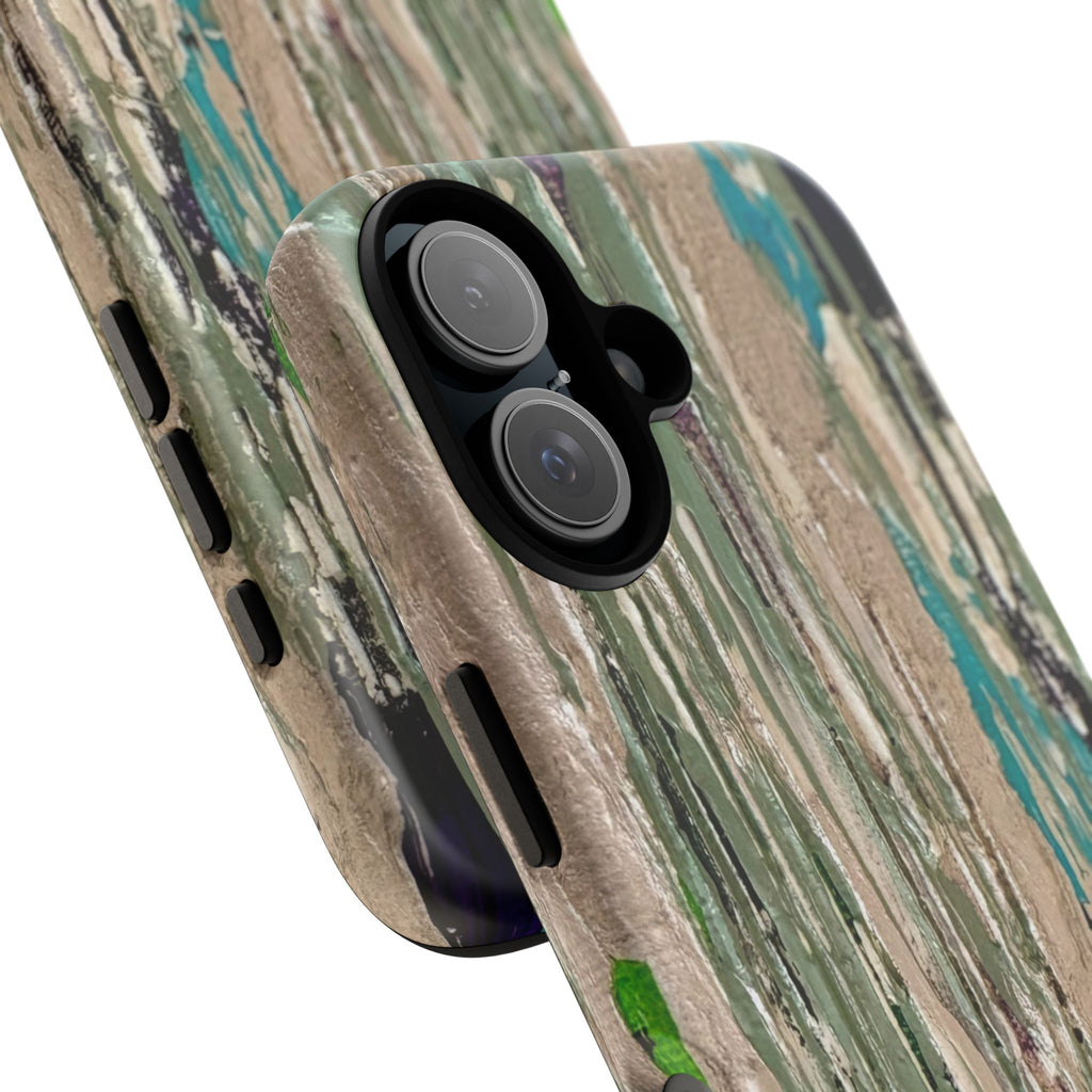 Abstract Hidden Streams Phone Case — Earthy Green & Teal Protective Cover