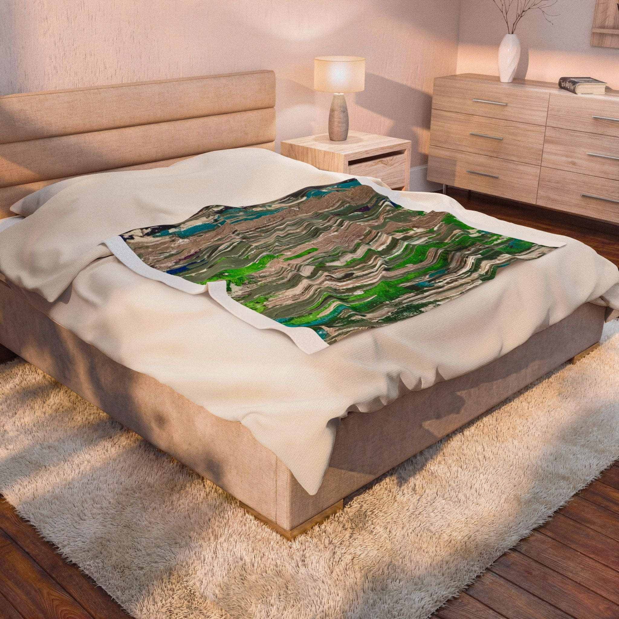 Abstract Hidden Streams Velvet Plush Blanket – Modern Textured Throw for Living Room & Cozy Gift