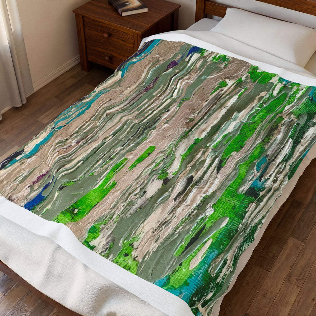 Abstract Hidden Streams Velvet Plush Blanket – Modern Textured Throw for Living Room & Cozy Gift