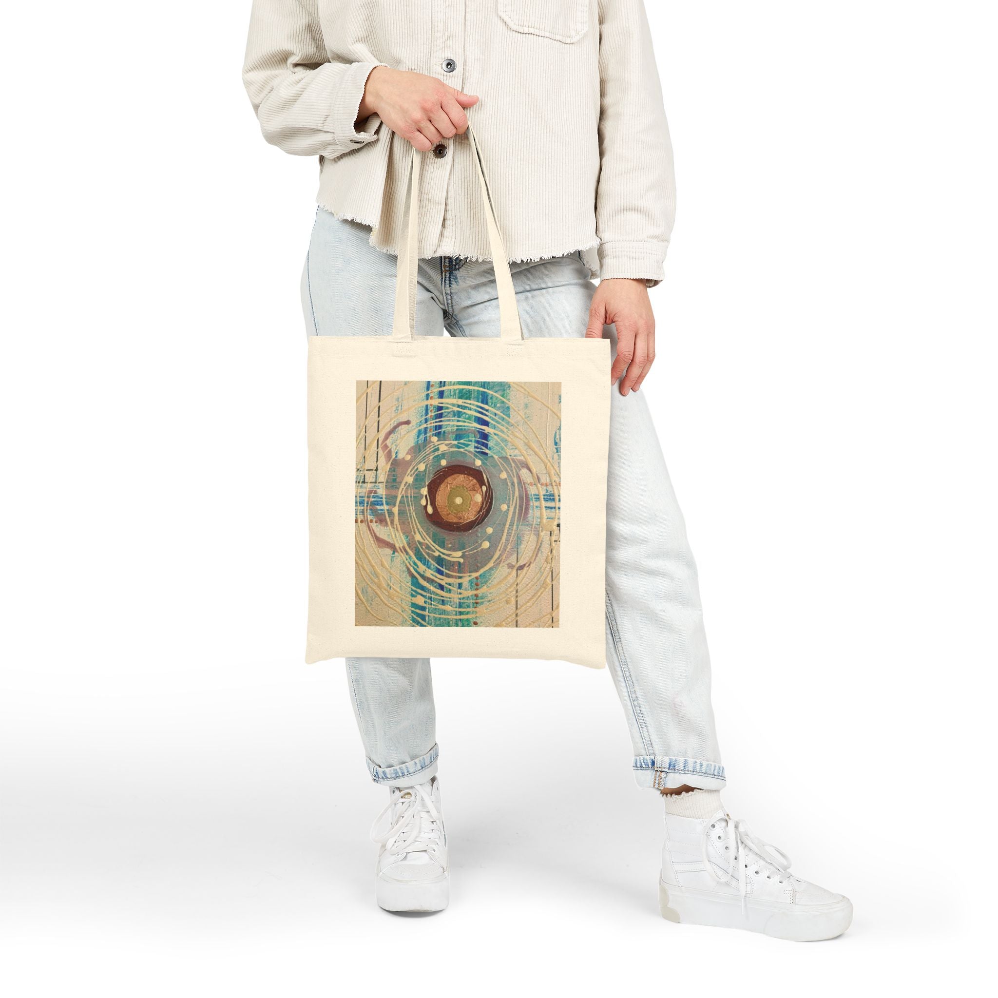 Abstract Intersections Orbital Art Tote — Geometric Canvas Grocery Bag