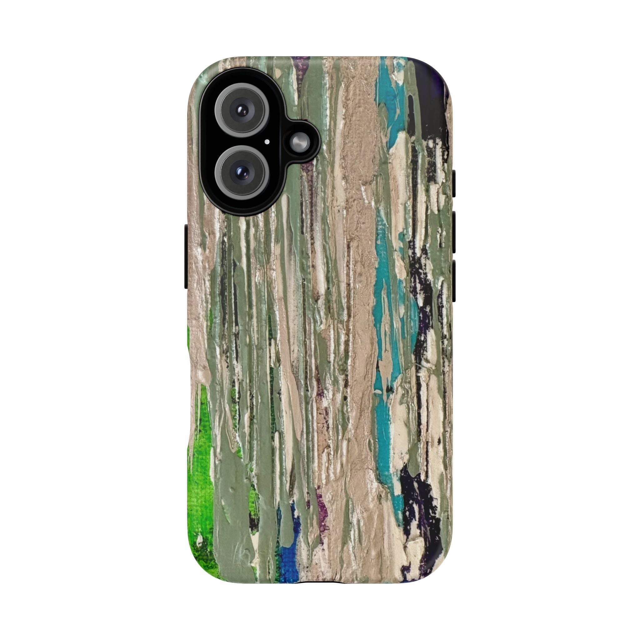 Abstract Hidden Streams Phone Case — Earthy Green & Teal Protective Cover
