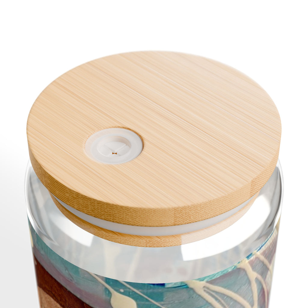 16oz Sipper Glass with Abstract Intersections Art — Reusable Straw Tumbler