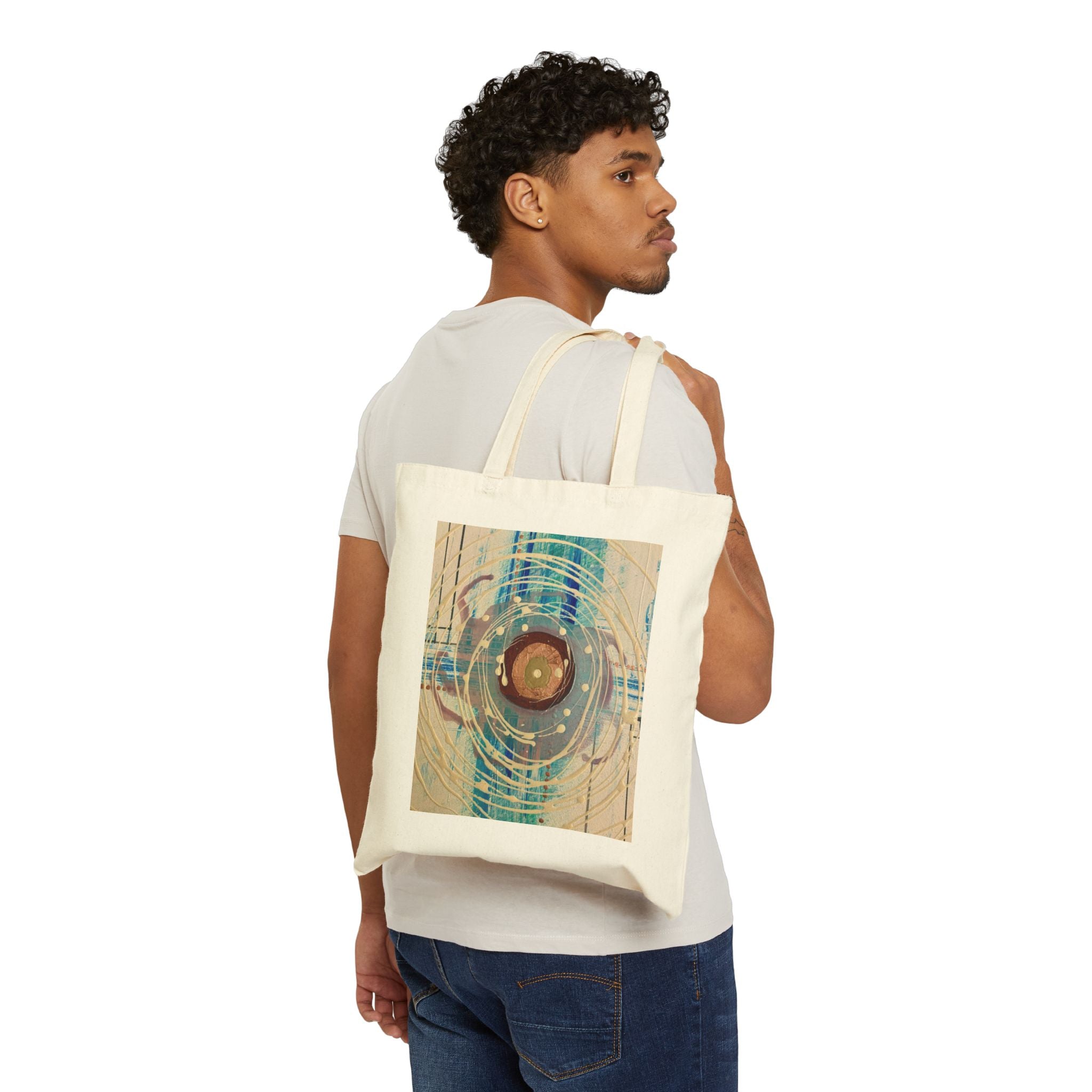 Abstract Intersections Orbital Art Tote — Geometric Canvas Grocery Bag